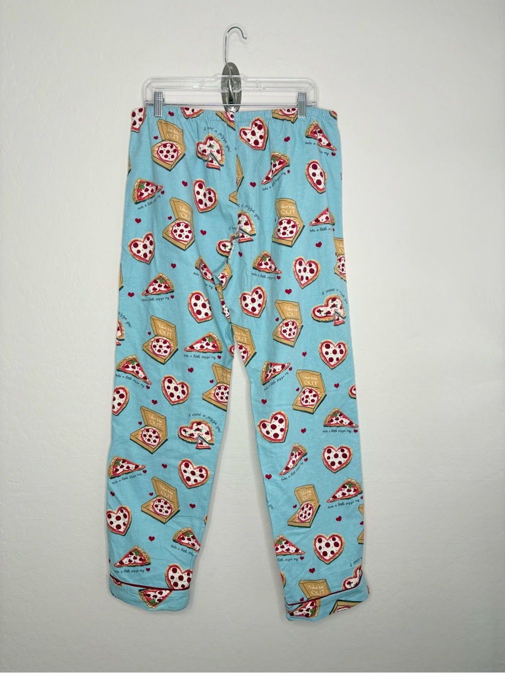 PJ Salvage Pizza Lover Flannel Pajama Set NWT Women’s Large Cotton Blue - Picture 11 of 15